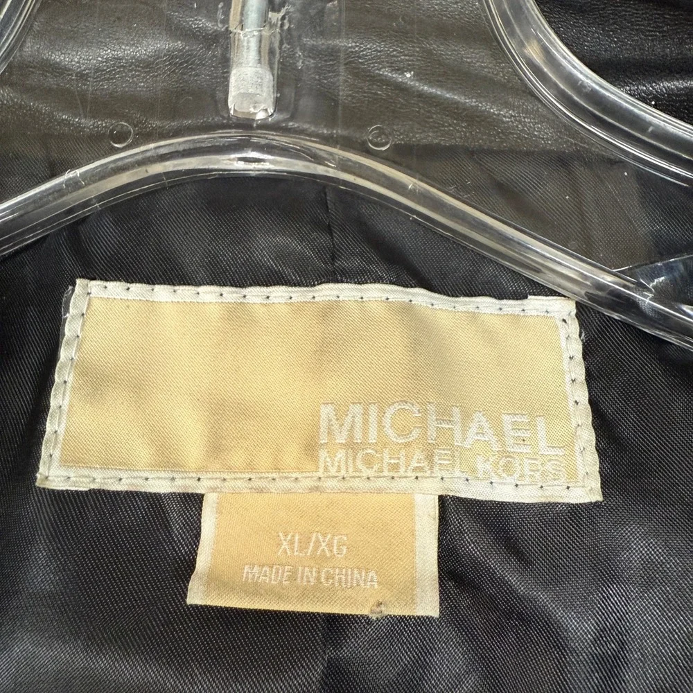 Michael Michael Kors Leather Moto Jacket XL Black Asymmetrical Zip Biker Coat